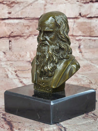 Signed Original Fisher Leonardo da Vinci Master Painter Bust Genuine Bronze Sculpture
