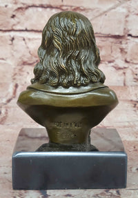 Signed Original Fisher Leonardo da Vinci Master Painter Bust Genuine Bronze Sculpture