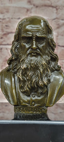 Signed Original Fisher Leonardo da Vinci Master Painter Bust Genuine Bronze Sculpture