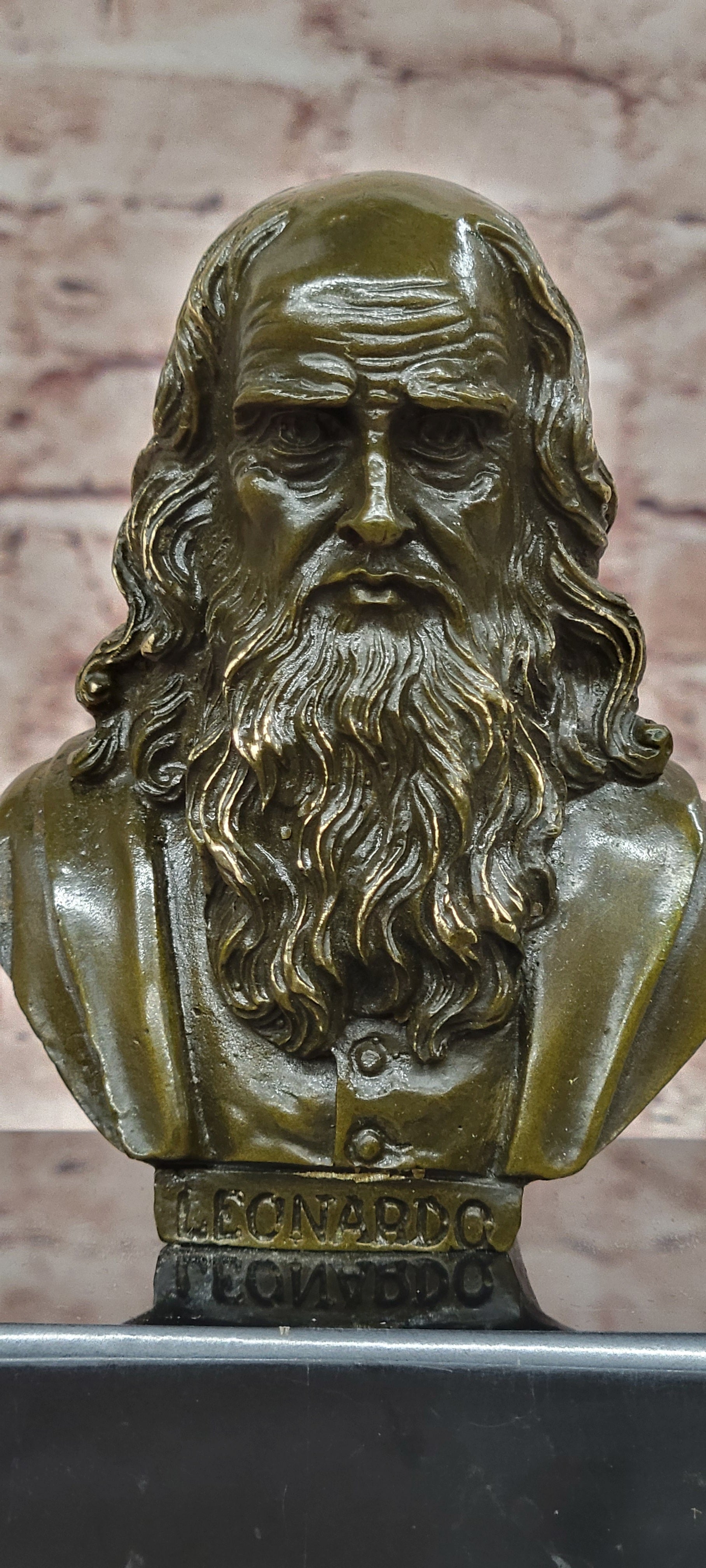 Signed Original Fisher Leonardo da Vinci Master Painter Bust Genuine Bronze Sculpture