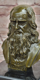 Signed Original Fisher Leonardo da Vinci Master Painter Bust Genuine Bronze Sculpture