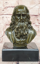 Signed Original Fisher Leonardo da Vinci Master Painter Bust Genuine Bronze Sculpture