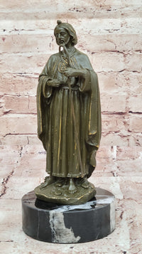 Bronze Saint Jude Sculpture Holding Staff on Marble Base