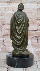 Bronze Saint Jude Sculpture Holding Staff on Marble Base