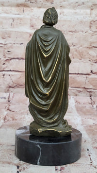 Bronze Saint Jude Sculpture Holding Staff on Marble Base