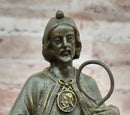 Bronze Saint Jude Sculpture Holding Staff on Marble Base