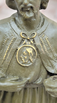 Bronze Saint Jude Sculpture Holding Staff on Marble Base