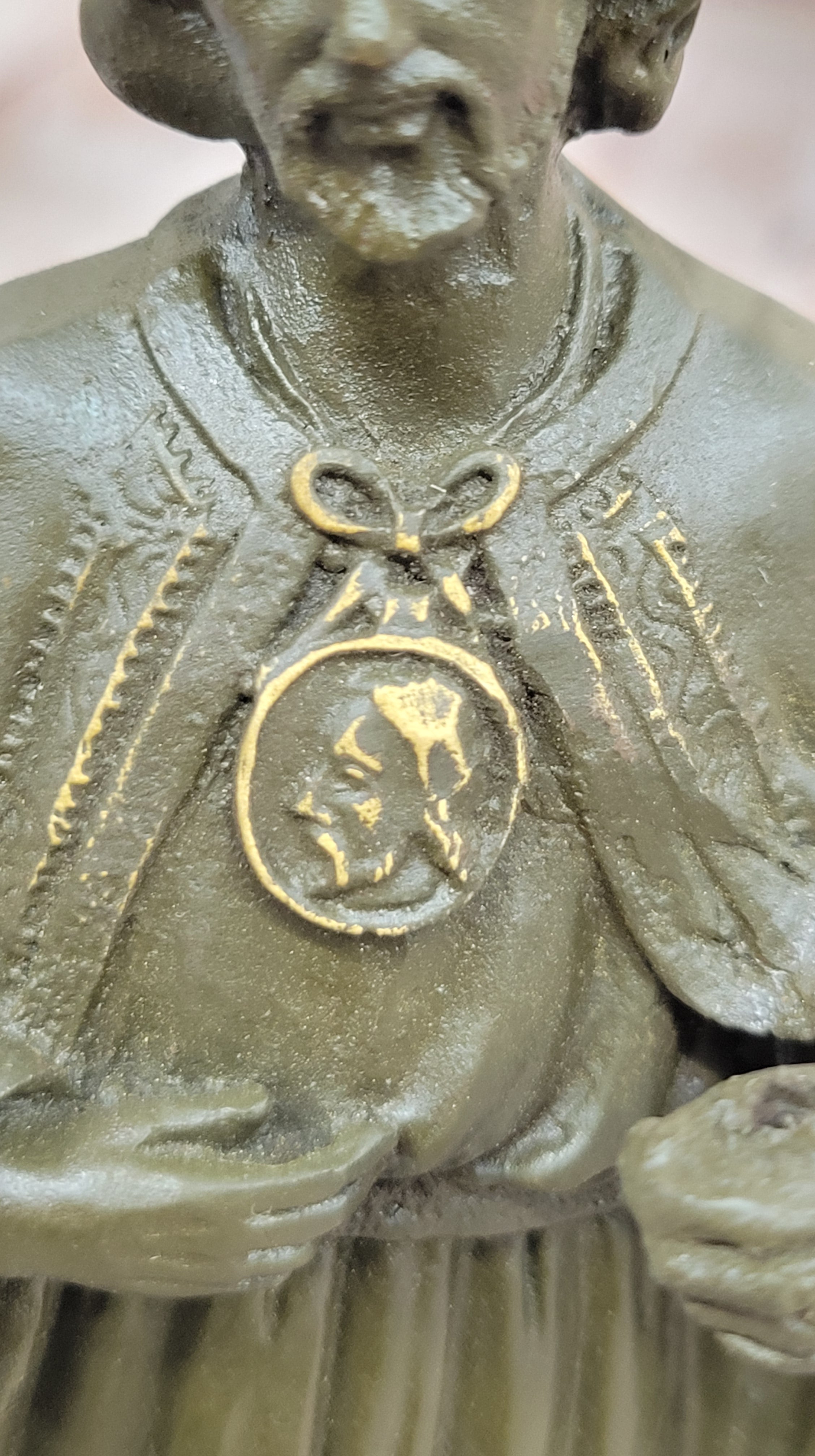 Bronze Saint Jude Sculpture Holding Staff on Marble Base