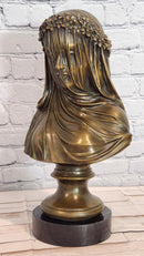 Finest Bride Raffaelle Monti Veiled Virgin Mary Bronze Sculpture Statue Figure