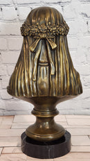 Finest Bride Raffaelle Monti Veiled Virgin Mary Bronze Sculpture Statue Figure