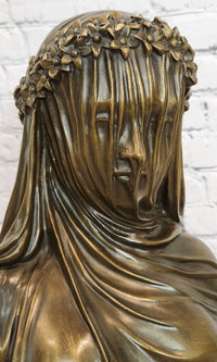 Finest Bride Raffaelle Monti Veiled Virgin Mary Bronze Sculpture Statue Figure