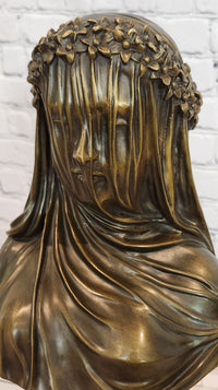 Finest Bride Raffaelle Monti Veiled Virgin Mary Bronze Sculpture Statue Figure