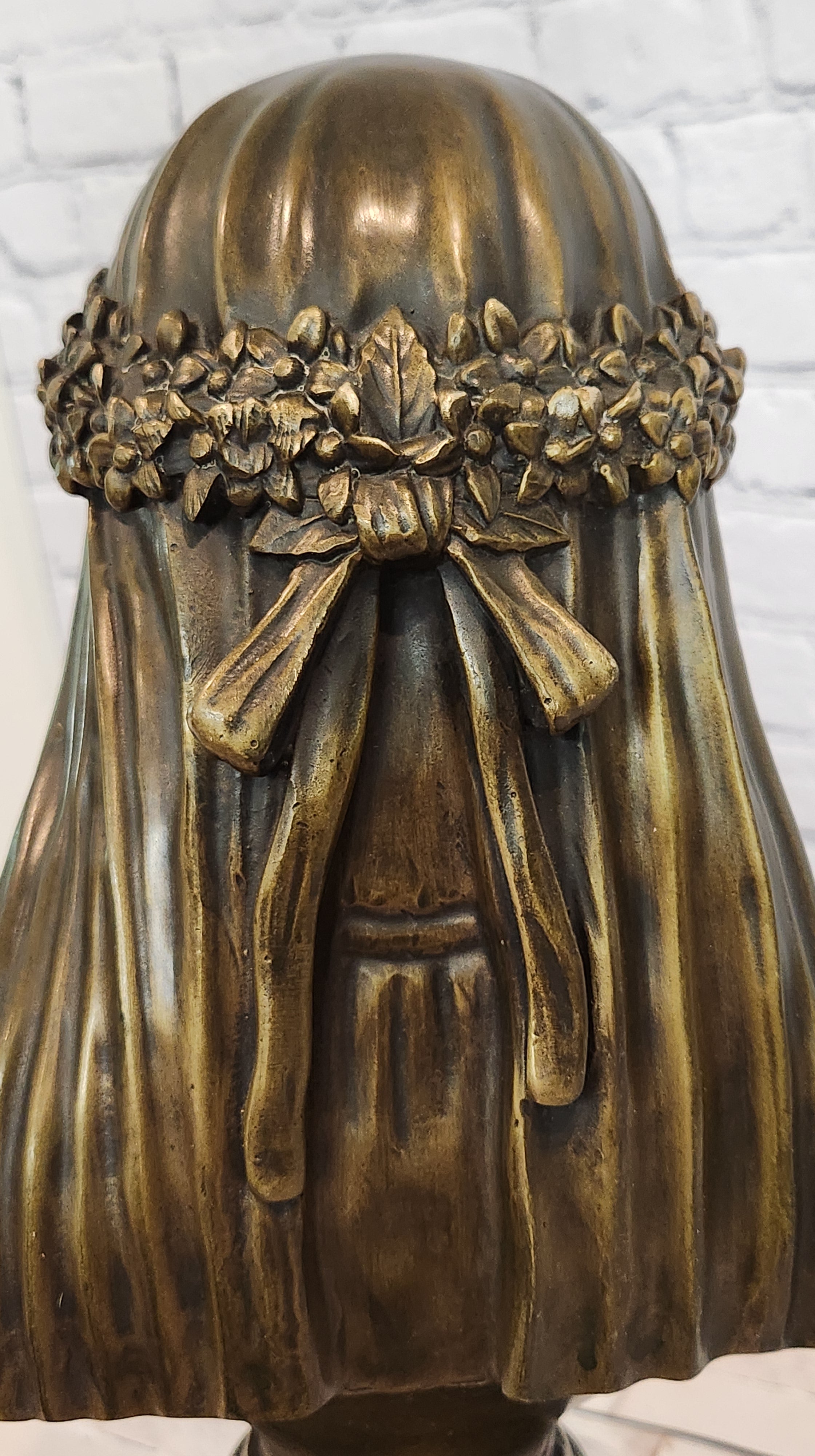 Finest Bride Raffaelle Monti Veiled Virgin Mary Bronze Sculpture Statue Figure