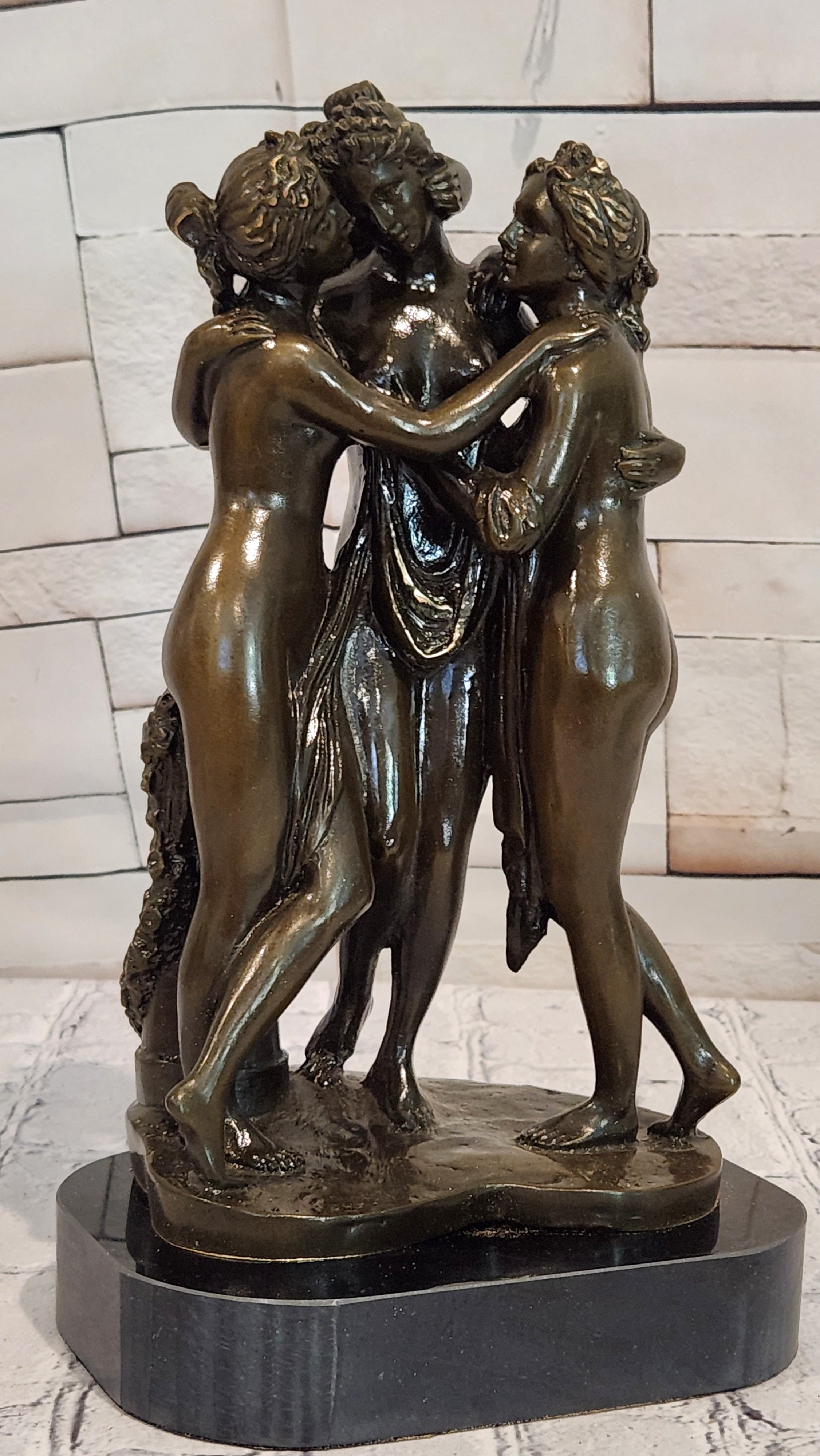 Three Graces by Canova Genuine Bronze Sculpture Hand Made Classic Artwork