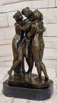 Three Graces by Canova Genuine Bronze Sculpture Hand Made Classic Artwork