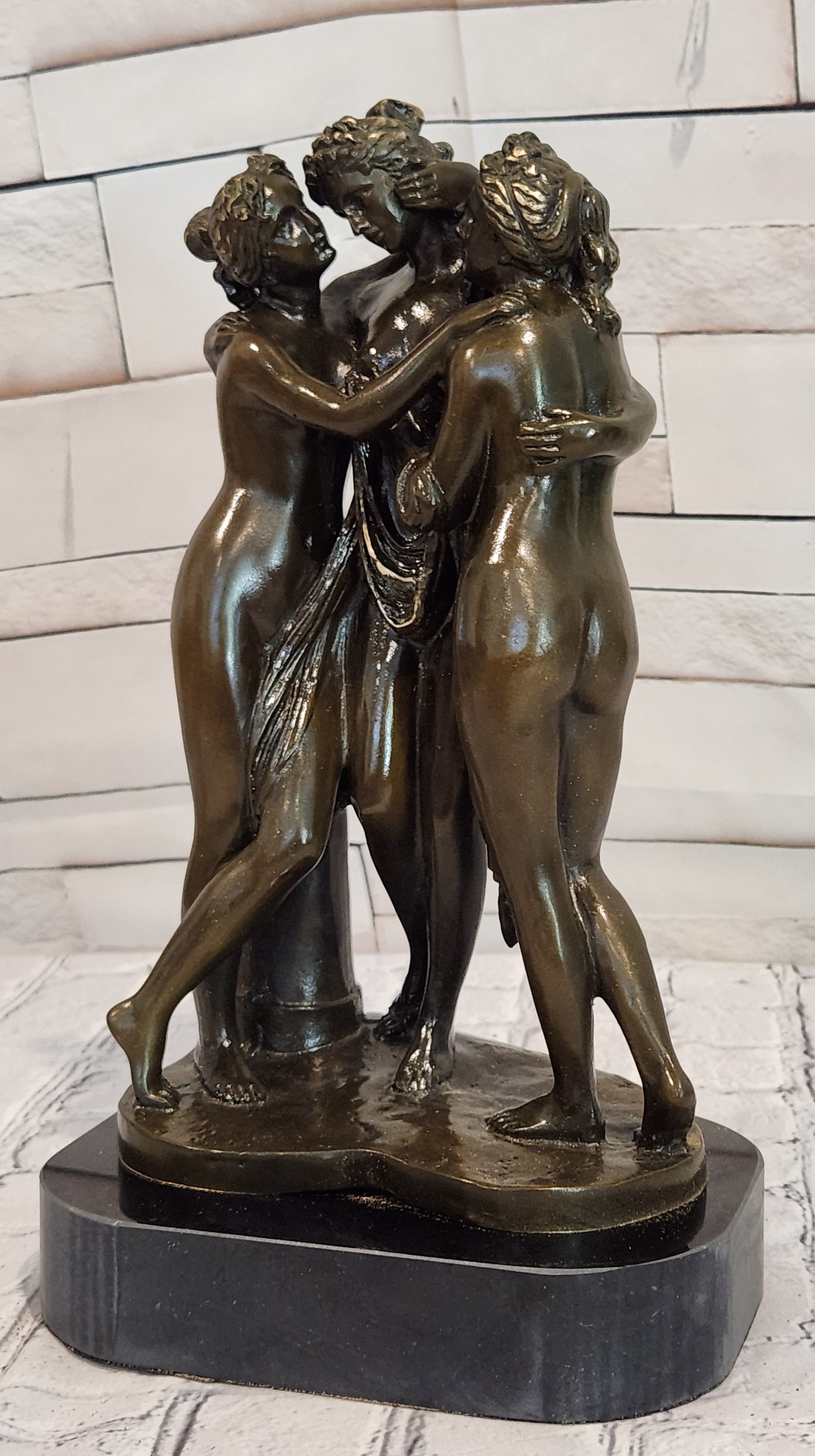 Three Graces by Canova Genuine Bronze Sculpture Hand Made Classic Artwork