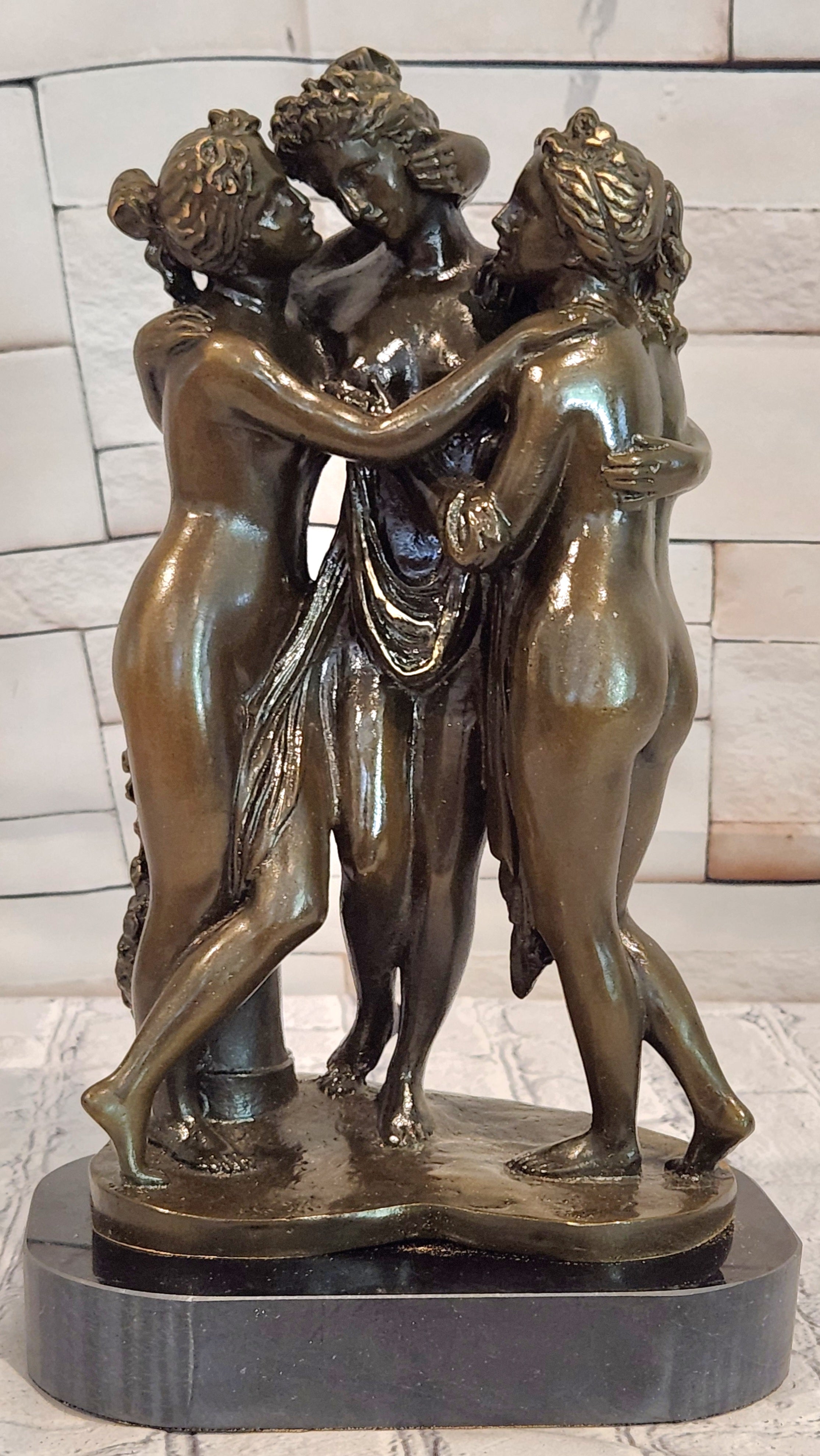 Three Graces by Canova Genuine Bronze Sculpture Hand Made Classic Artwork
