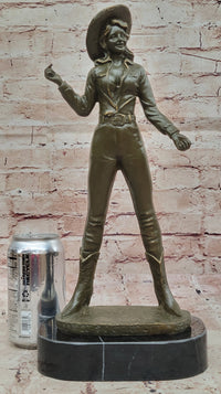 Cowgirl Bronze Sculpture - Wild West Female Rancher Art