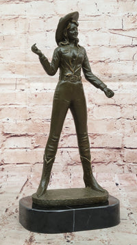 Cowgirl Bronze Sculpture - Wild West Female Rancher Art