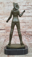 Cowgirl Bronze Sculpture - Wild West Female Rancher Art