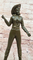Cowgirl Bronze Sculpture - Wild West Female Rancher Art