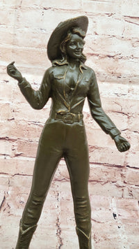 Cowgirl Bronze Sculpture - Wild West Female Rancher Art