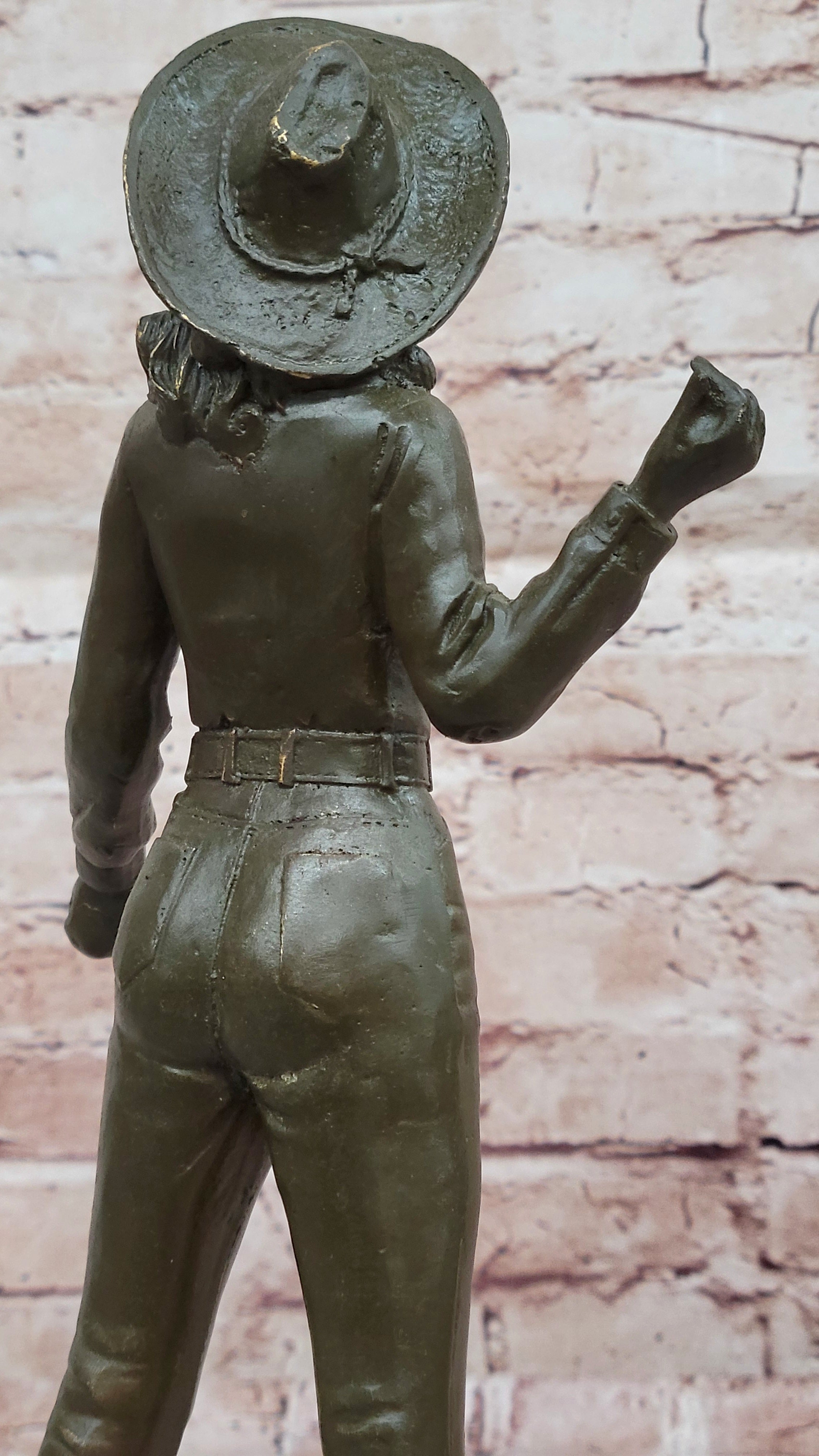 Cowgirl Bronze Sculpture - Wild West Female Rancher Art
