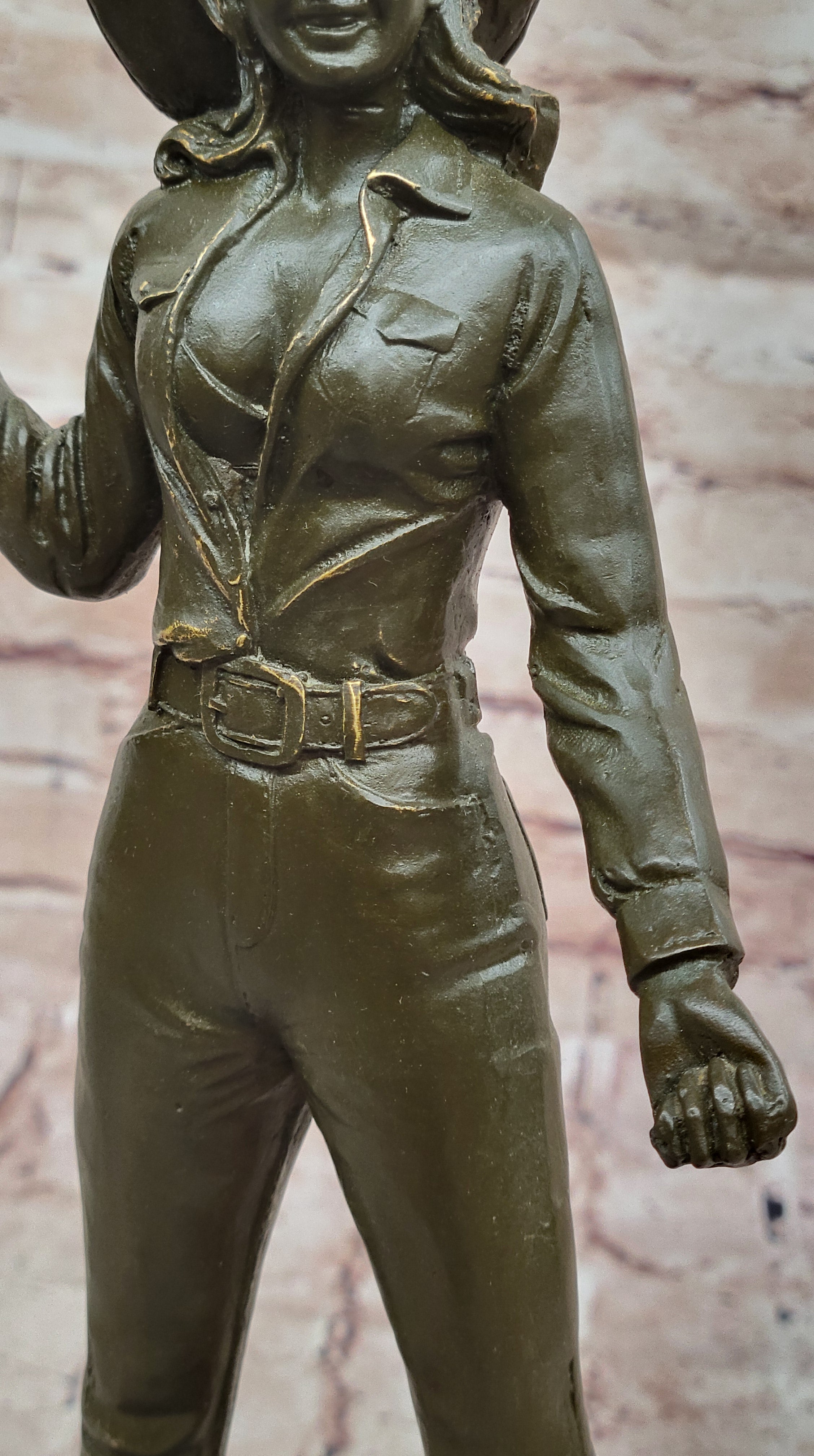 Cowgirl Bronze Sculpture - Wild West Female Rancher Art