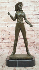 Cowgirl Bronze Sculpture - Wild West Female Rancher Art