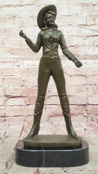 Cowgirl Bronze Sculpture - Wild West Female Rancher Art