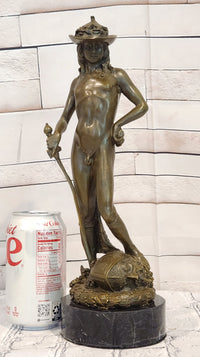 After Donatello David Vanquishing Goliath Signe Milo Genuine Bronze Sculpture Figurine
