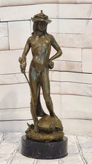 After Donatello David Vanquishing Goliath Signe Milo Genuine Bronze Sculpture Figurine