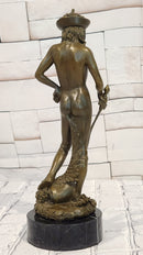 After Donatello David Vanquishing Goliath Signe Milo Genuine Bronze Sculpture Figurine
