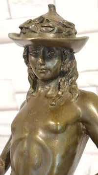 After Donatello David Vanquishing Goliath Signe Milo Genuine Bronze Sculpture Figurine