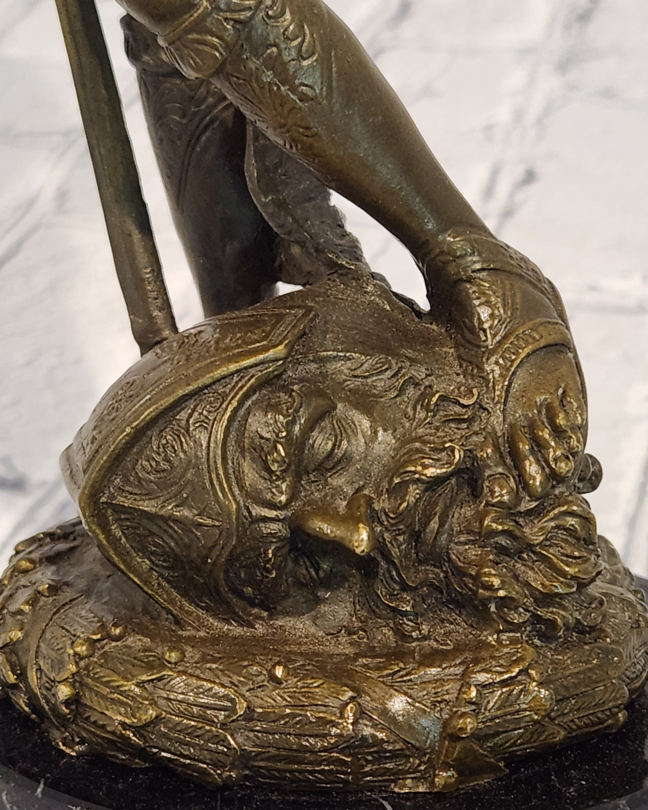 After Donatello David Vanquishing Goliath Signe Milo Genuine Bronze Sculpture Figurine
