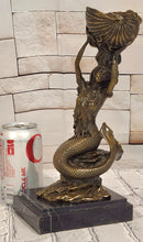 Signed Annie Gorgeous Mermaid Candle holder Genuine Bronze Mythical Sculpture