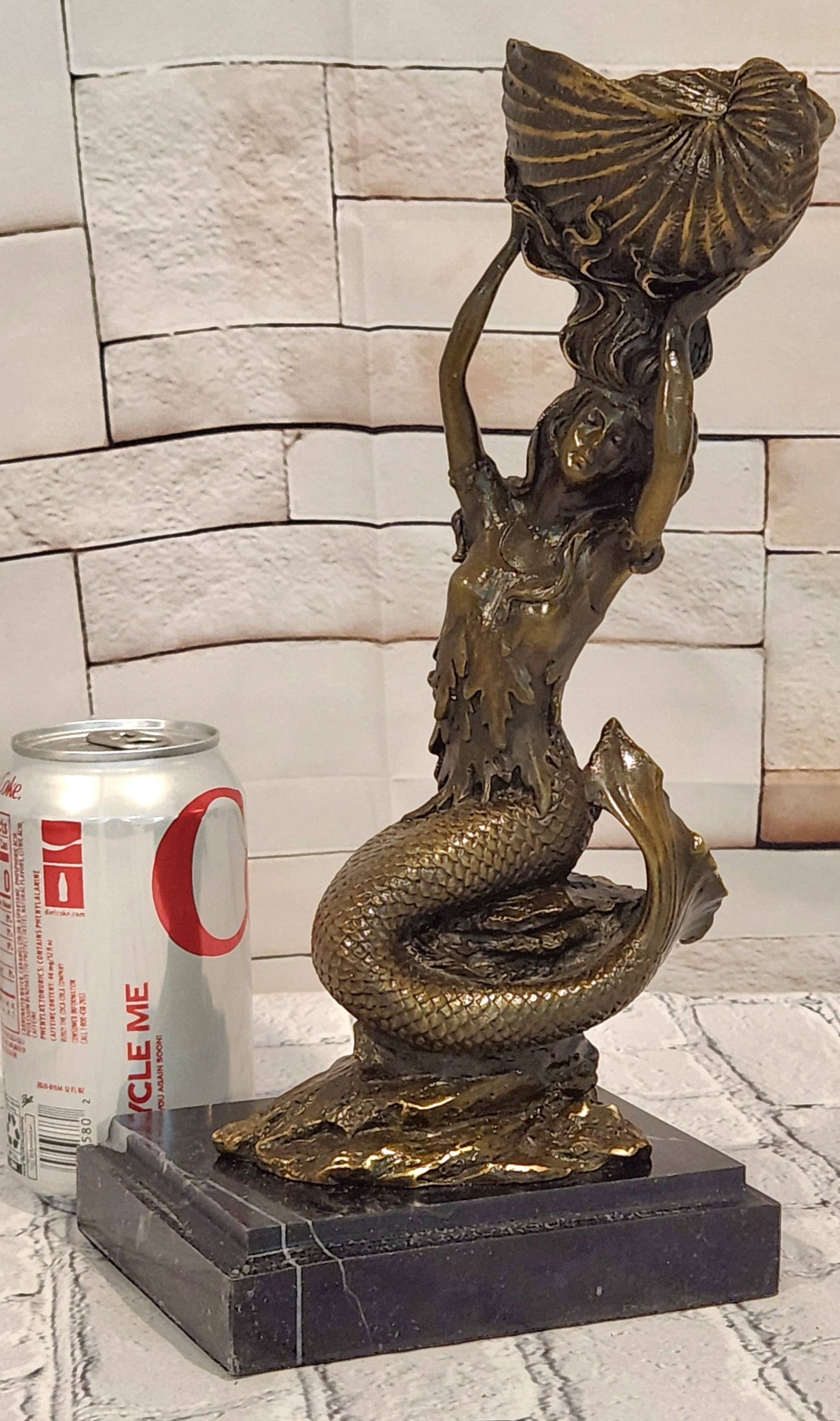 Signed Annie Gorgeous Mermaid Candle holder Genuine Bronze Mythical Sculpture