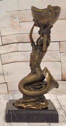 Signed Annie Gorgeous Mermaid Candle holder Genuine Bronze Mythical Sculpture