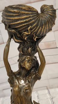 Signed Annie Gorgeous Mermaid Candle holder Genuine Bronze Mythical Sculpture