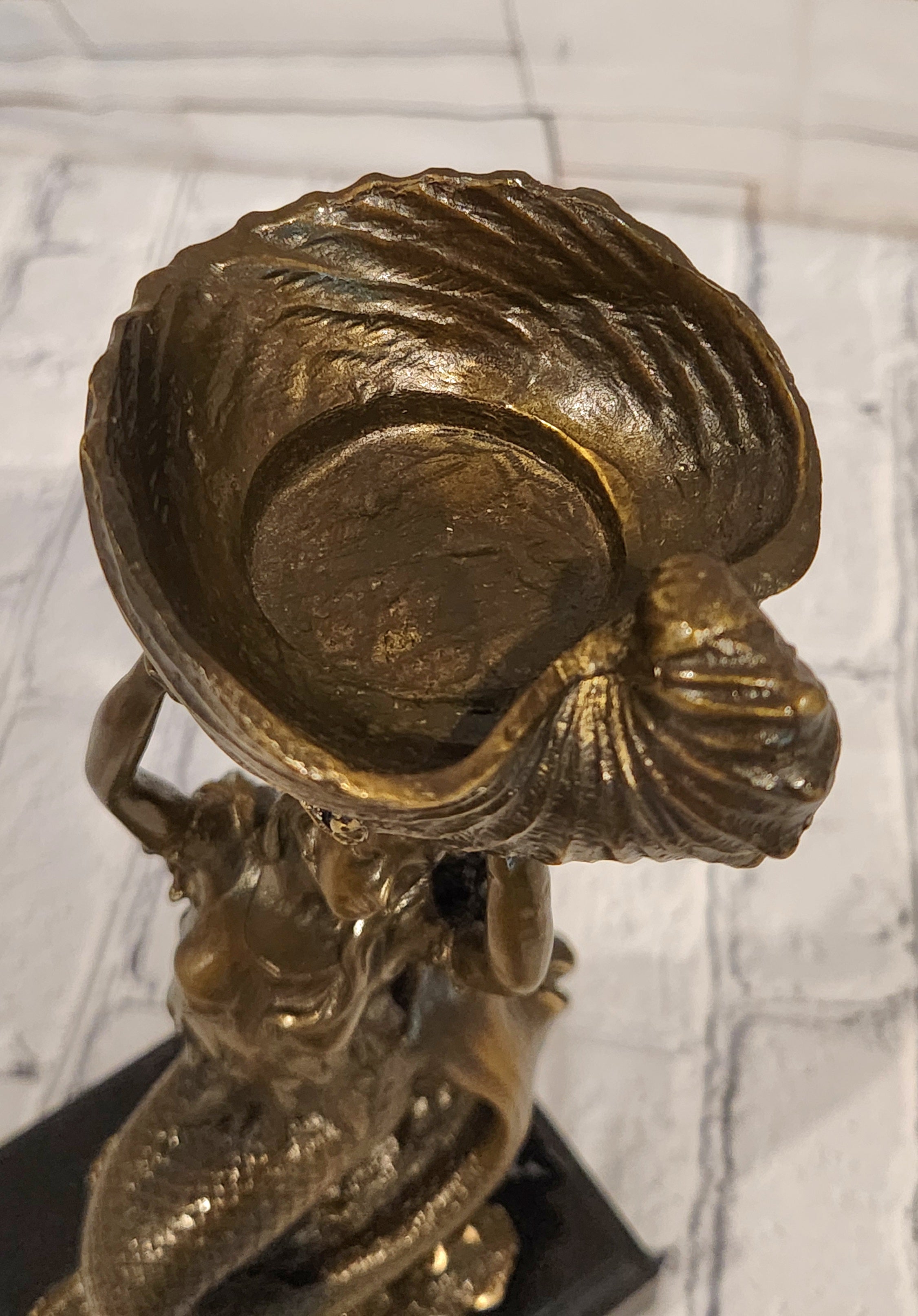 Signed Annie Gorgeous Mermaid Candle holder Genuine Bronze Mythical Sculpture