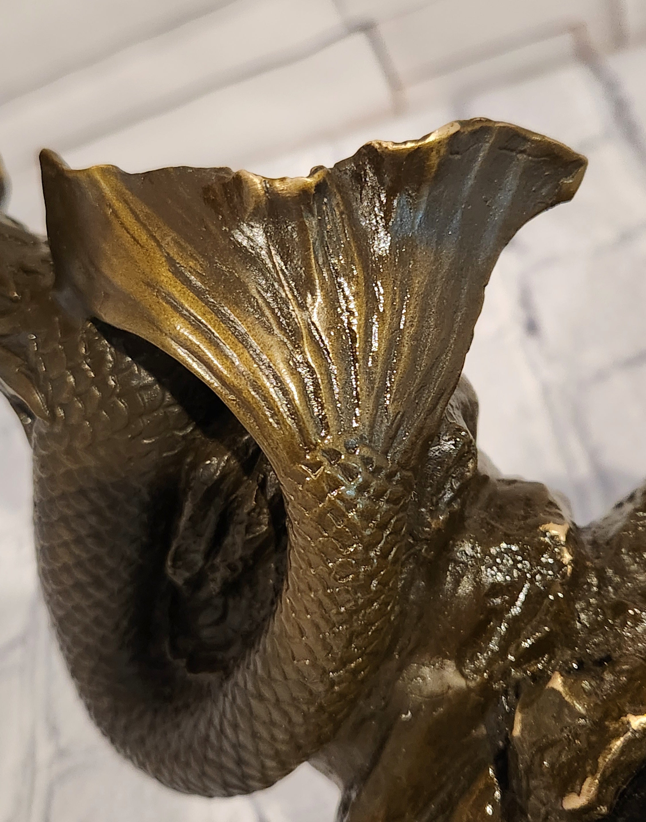 Signed Annie Gorgeous Mermaid Candle holder Genuine Bronze Mythical Sculpture