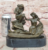 Bronze Sea Nymphs on Marble Base – Dual Nude Composition
