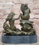 Bronze Sea Nymphs on Marble Base – Dual Nude Composition