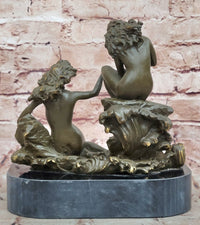 Bronze Sea Nymphs on Marble Base – Dual Nude Composition