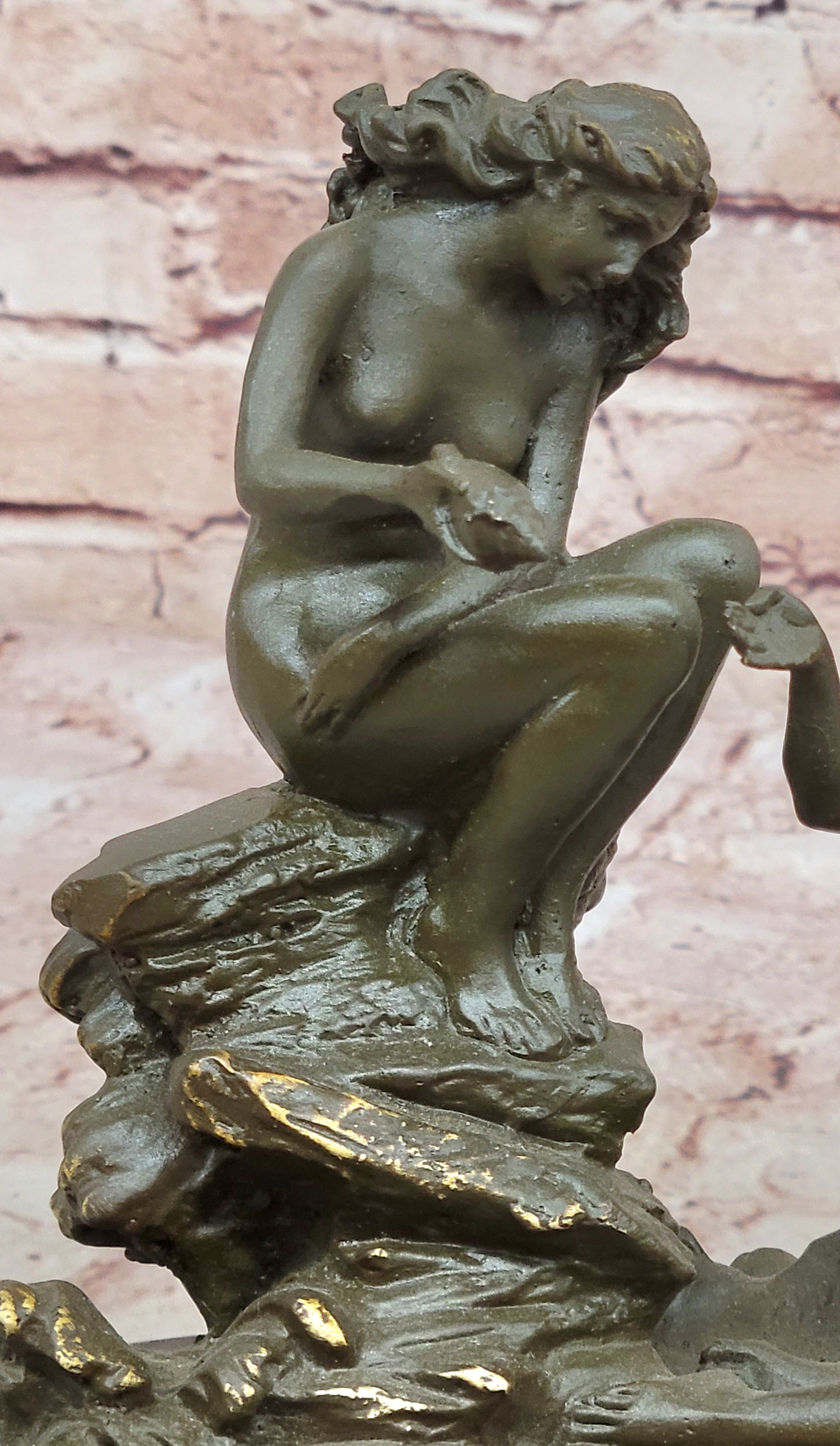 Bronze Sea Nymphs on Marble Base – Dual Nude Composition