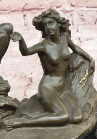 Bronze Sea Nymphs on Marble Base – Dual Nude Composition