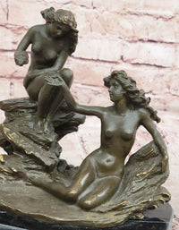 Bronze Sea Nymphs on Marble Base – Dual Nude Composition