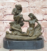 Bronze Sea Nymphs on Marble Base – Dual Nude Composition