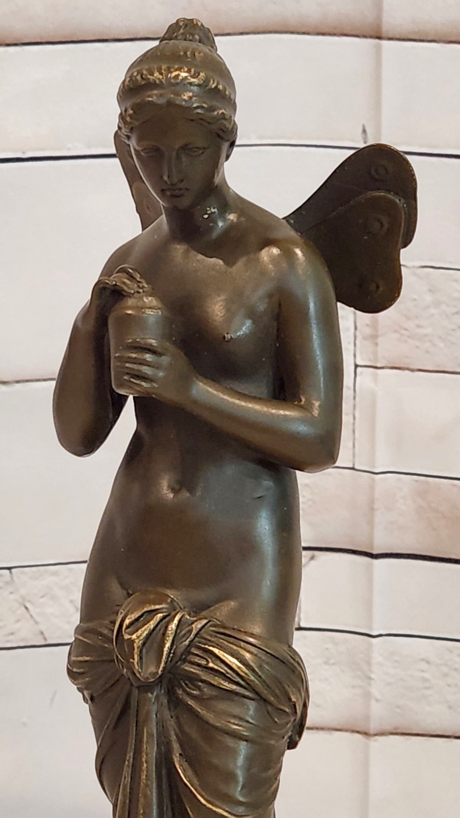 Signed Original Annie Psyche Beautiful Maiden Greek Mythology Bronze Sculpture