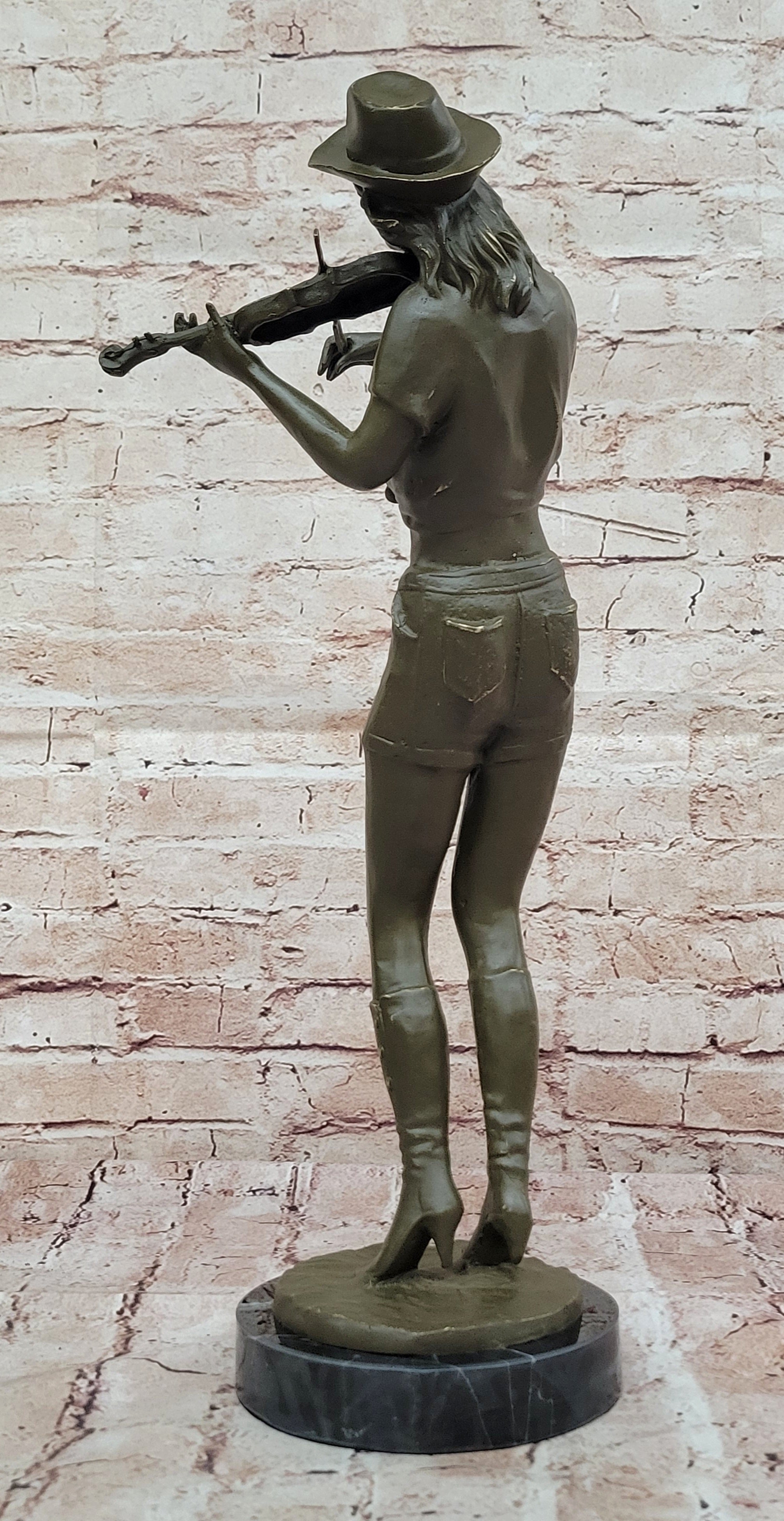Cowgirl Violinist Bronze Sculpture – Western Music